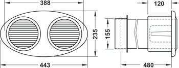 Sada stěnového průduchu pro přívod a odvod vzduchu, systém 125/150