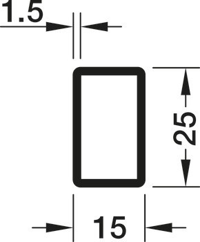 Šatní tyč, hranaté 25 x 15 mm