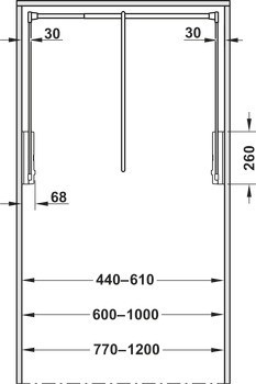 Sklopná tyč, 2004, pro montáž na boční panel, nosnost 10 kg