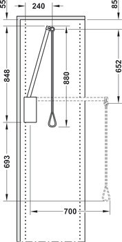 Sklopná tyč, S integrovaným mechanismem tlumeného zavírání, pro světlou šířku korpusu 750–1100 mm