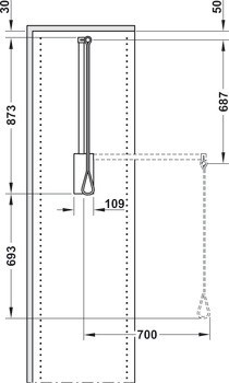 Sklopná tyč, S integrovaným tlumičem, pro světlou šířku korpusu 560–950 mm