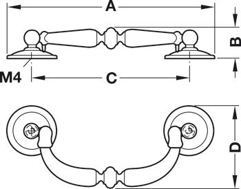 Sklopná úchytka, Häfele Déco, mosaz