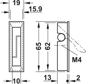 Sklopná úchytka/sklopný háček, Häfele Déco, pro sklápění, zinková slitina,