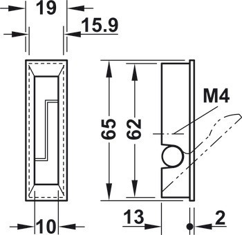 Sklopná úchytka/sklopný háček, Häfele Déco, pro sklápění, zinková slitina,