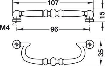 Sklopná úchytka, zinková slitina