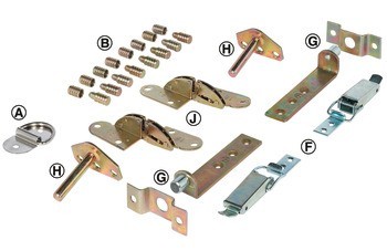 Sklopné kování, pro vkládací desku, pro stoly s otevřeným rámem stolu