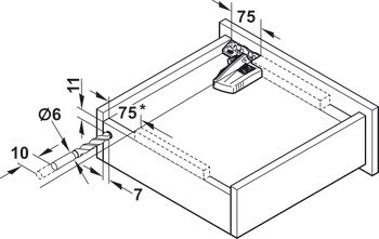 Skrytý výsuv, Blum Movento 766 H plnovýsuv, nosnost do 60 kg, ocel, povrchová montáž, bez zajišťovacího kování