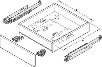Skrytý výsuv, Blum Movento 766 H plnovýsuv, nosnost do 70 kg, ocel, povrchová montáž, se zajišťovacím kováním, artikl identický s předchůdcem