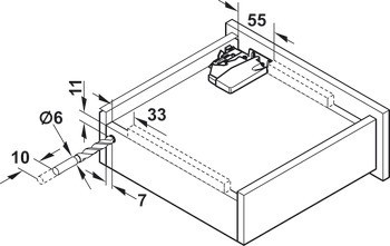 Skrytý výsuv, Blum Tandem 550 H částečný výsuv, nosnost do 30 kg, ocel