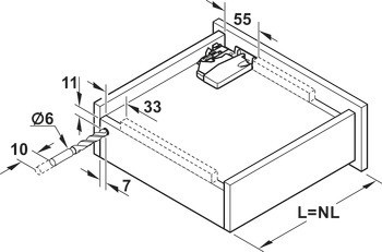 Skrytý výsuv, Blum Tandem 550 H částečný výsuv, nosnost do 30 kg, ocel