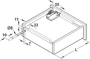 Skrytý výsuv, Blum Tandem 550 H částečný výsuv, nosnost do 30 kg, ocel