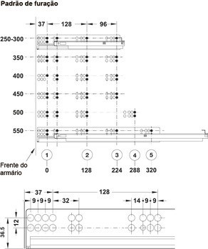 Skrytý výsuv, Häfele Matrix Runner UM A30, plnovýsuv, nosnost do 30 kg