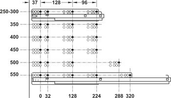 Skrytý výsuv, Häfele Matrix Runner UM A30, plnovýsuv, nosnost do 30 kg