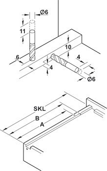 Skrytý výsuv, Häfele Matrix Runner UM S15, částečný výsuv, nosnost do 15 kg, ocel, montáž na čep