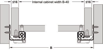 Skrytý výsuv, Häfele Matrix Runner UM S25, částečný výsuv, nosnost do 25 kg
