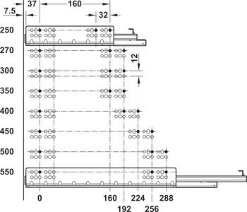Skrytý výsuv, Häfele Matrix Runner UM S30, plnovýsuv, nosnost do 30 kg