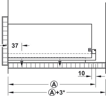 Skrytý výsuv, Montáž na základní panel, Blum Movento 760 H, plnovýsuv, nosnost 40 kg, ocel, bez zajišťovacího kování