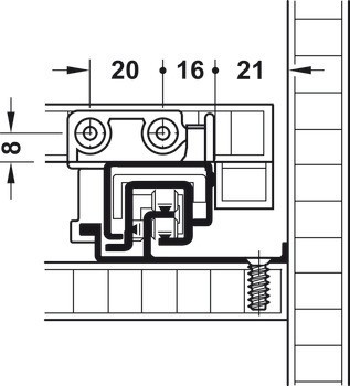 Skrytý výsuv, Montáž na základní panel, Blum Movento 760 H, plnovýsuv, nosnost 40 kg, ocel, bez zajišťovacího kování