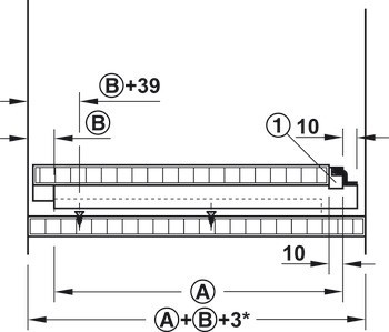 Skrytý výsuv, Montáž na základní panel, Blum Movento 760 H, plnovýsuv, nosnost 40 kg, ocel, bez zajišťovacího kování