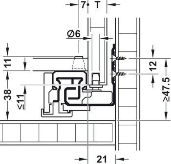 Skrytý výsuv, Plnovýsuv, nosnost do 30 kg, synchronní pohyb