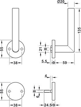 Slepá sada na pasivní křídlo, Häfele Startec model PDH 5103, nerez, požárně odolné dveře