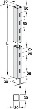 Sloup policového systému, 30 x 30 mm