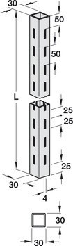 Sloup policového systému, 30 x 30 mm