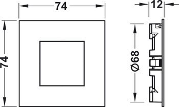 Soklové svítidlo, LED 1021, 12 V, vrtaný otvor ⌀ 68 mm, nerez