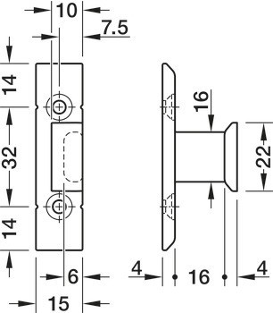 Součást na rám, Häfele Pacofix SF-S, s bočním vedením