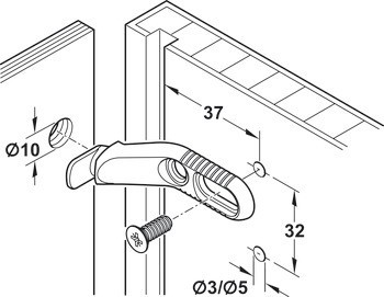 Spoj zadního panelu, K zavěšení zadního panelu, délka 44 mm