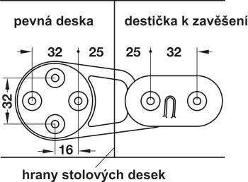 Spojovací kování pro stolové desky, oddělitelné stolové desky