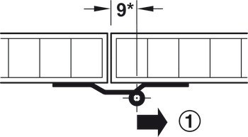 Křídlový závěs, pro posuvně skládací dveře, velikost 50 x 50 mm, k přišroubování