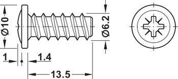 Šroub pro montáž panelu, plochá hlava, ocel, s plným závitem, pro vrtané otvory do dřeva
