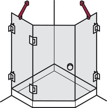 Stabilizační tyč, Pro stěny sprchy, 45°