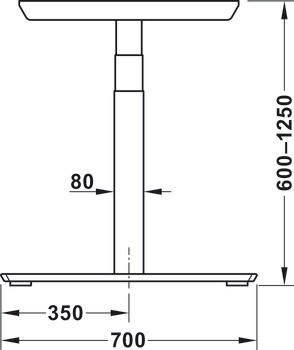 Stolové podnoží, Häfele Officys TE601 Work Classic, rohové řešení, elektricky nastavitelné, zdvih 650 mm