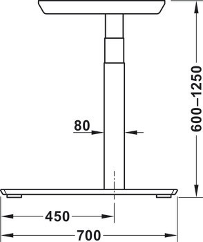 Stolové podnoží, Häfele Officys TE601 Work Classic, rohové řešení, elektricky nastavitelné, zdvih 650 mm