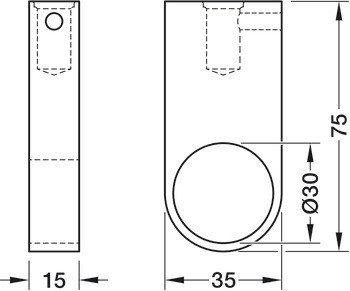 Středová podpěra šatní tyče, Pro šatní tyč, kulatou, ⌀ 30 mm