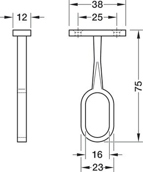 Středová podpěra šatní tyče, Pro šatní tyč OVA 30 x 15 mm