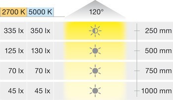 Stropní svítidlo pro zápustnou/povrchovou montáž, Häfele Loox LED 3039, 24 V, 3pólové (tunable white), průměr vrtaného otvoru 55 mm, ocel