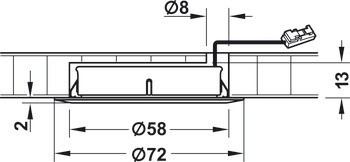 Stropní svítidlo pro zápustnou/povrchovou montáž, LED 1111, 12 V, vrtaný otvor ⌀ 58 mm, plast
