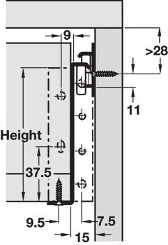 Systém zásuvkových výsuvů s bočnicí, jednostěnný, Häfele Matrix Box Single A25, částečný výsuv, výška 150 mm, bílá, RAL 9010