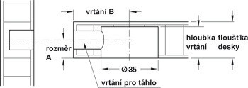 Táhlo s koncovou krytkou, Systém Maxifix, otvor pro táhlo 8,4 mm