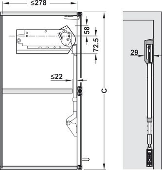 Teleskopické rameno, pro Aventos HF