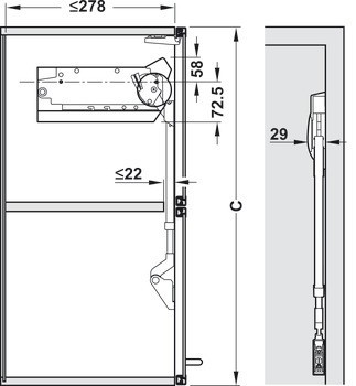 Teleskopické rameno, pro Aventos HF