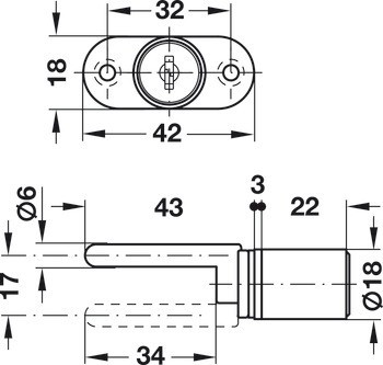 Tělo centrálního otočného zámku, S pevnou vložkou s plátkovými stavítky, pro montáž do čelního panelu
