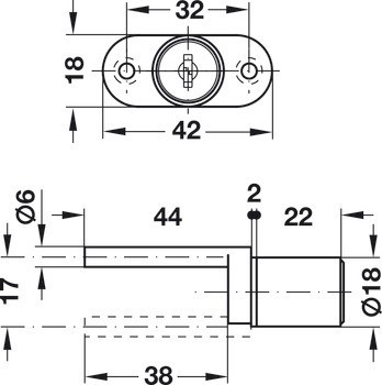 Tělo centrálního otočného zámku, S pevnou vložkou s plátkovými stavítky, pro montáž do čelního panelu