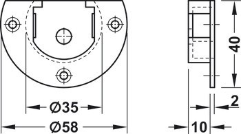 Tělo, k přišroubování, Häfele Slido F-Line11 12A, Infront