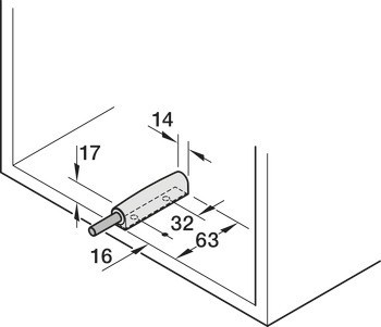 Tělo k přišroubování, Pro tlačnou záskočku Free Ø 10 x 60 mm