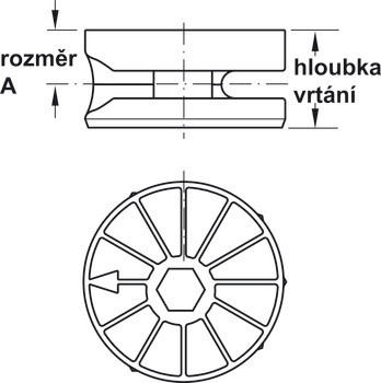 Tělo spoje, Häfele Maxifix, pro tloušťku dřeva od 24 mm