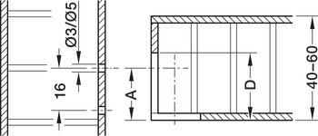 Tělo spoje, Häfele Tab 20 HC, pro tloušťku panelu: 40–60 mm